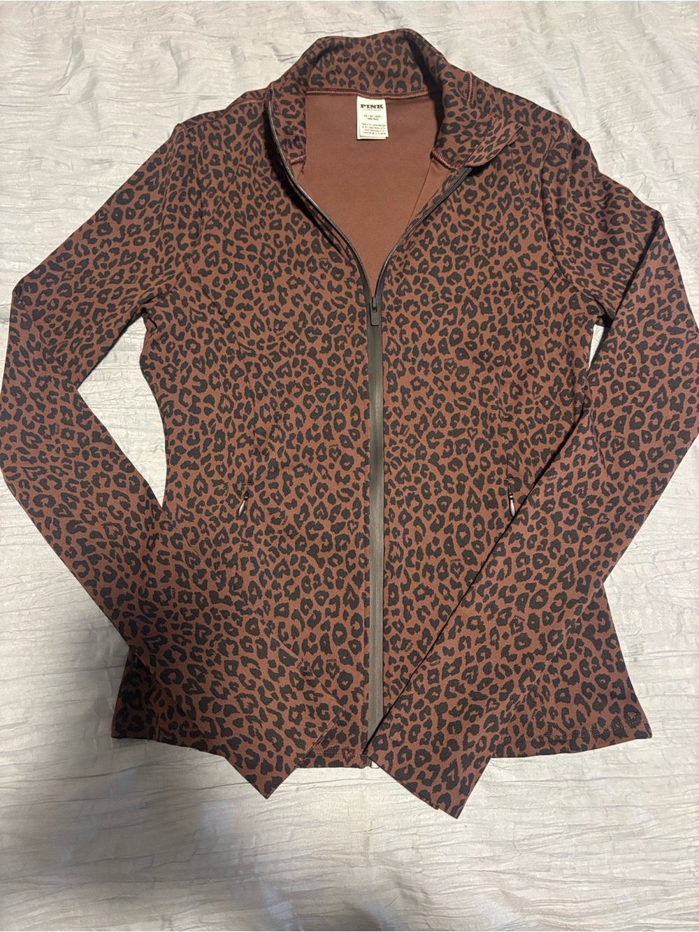 PINK Victoria's Secret Brown Leopard Print Zip Jacket